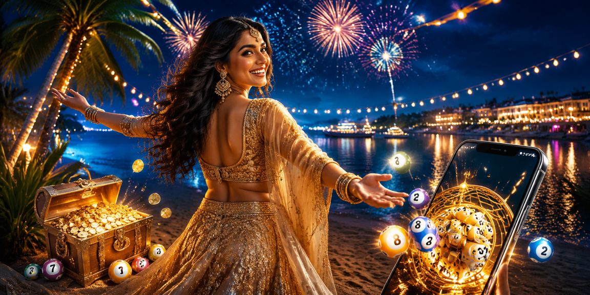 Traditional Indian lottery scene with vibrant lehenga clothing